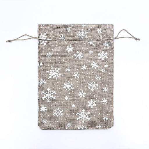 Цена за 5 шт. Мешочек подарочный из холщи Снежинки, 20 х 28 см - UPAK LAND фото 2