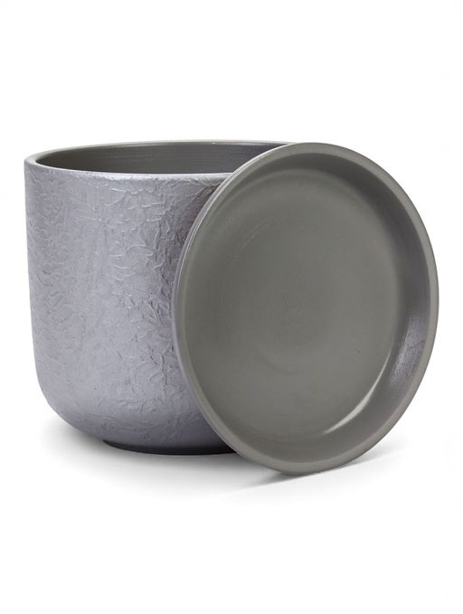 Горшок цветочный с поддоном 3 л, d18/h15,5 см серый керамика, "Перл" (М)