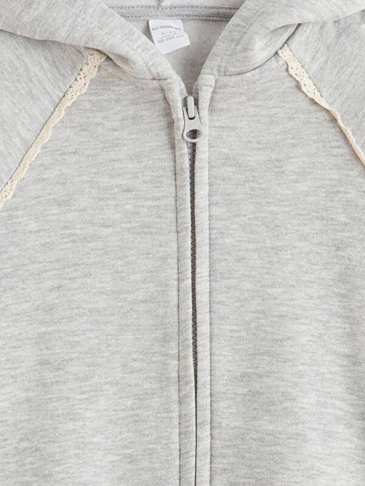 Kap??onlu K?z ?ocuk Fermuarl? Sweatshirt