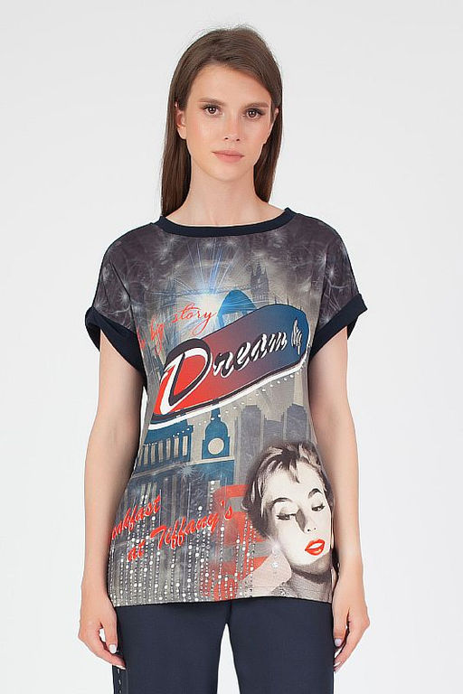 9-983-01/587-4348-22 Блуза трикотаж принт Синема, 37 - Serginnetti фото 6