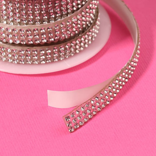 Стразы самоклеящиеся, d=2×7 мм, 4.5±0.5 м, цвет серебряный