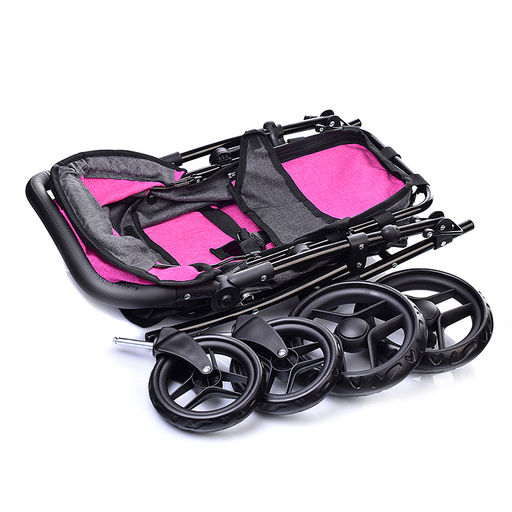 Коляска для кукол 2 в 1 металлическая, цвет серо-розовый, в пакете