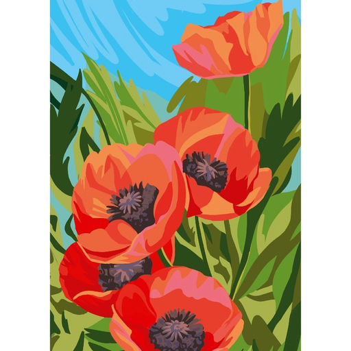 Алмазная мозаика с полным заполнением на холсте «Маки», 15×21 см