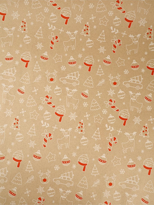 Бумага в тубусе крафтовая в рулоне «Новогодние мотивы», 0.68 × 7 м