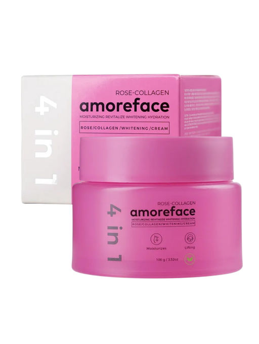 Amoreface Крем для лица 4 в 1 с коллагеном и экстрактом розы / Rose-Collagen Whitening Cream, 100 г