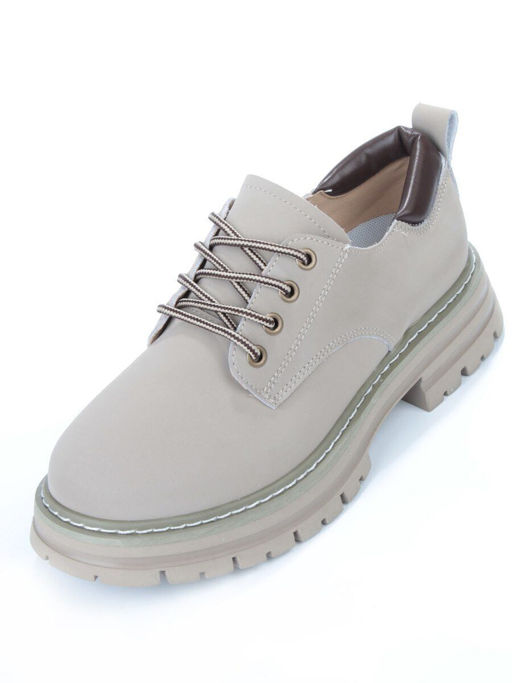 03-P8204-3 GRAY/BEIGE Полуботинки женские (натуральная кожа, нубук) - No name фото 6