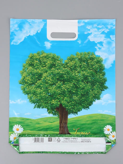 Цена за 25 шт. Пакет "Признание, полиэтиленовый с вырубной ручкой 38х47 см, 60 мкм