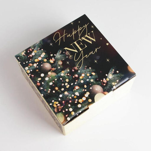Цена за 2 шт. Коробка подарочная новогодняя складная Present, 15×15×7 см, Новый год