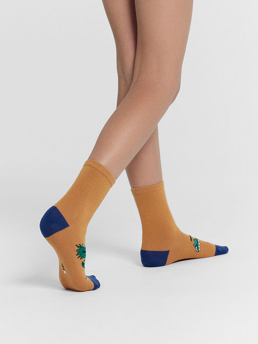 Носки детские мультипак (3 пары) коричнево-зеленые с рисунком в виде монстриков - Mark formelle фото 2