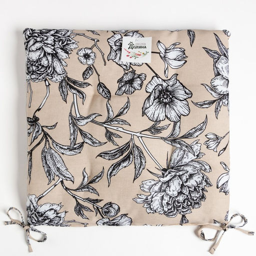 Сидушка на стул Доляна Blooming garden 42х42х7см, 100% хлопок, 164 г/м2  фото 4