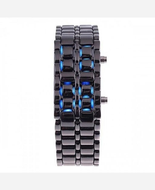 LED часы-браслет Самурай. Черный браслет, синие диоды. 903362 - Yiwu youda import & export co фото 4