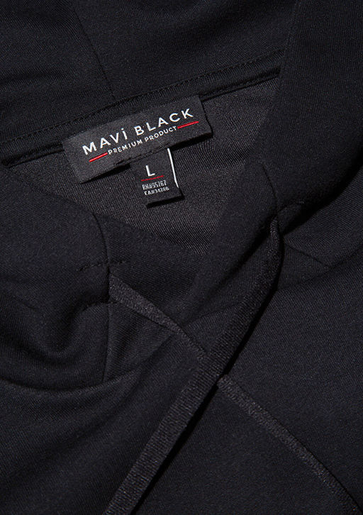 Kapusonlu Siyah Sweatshirt - Mavi фото 6