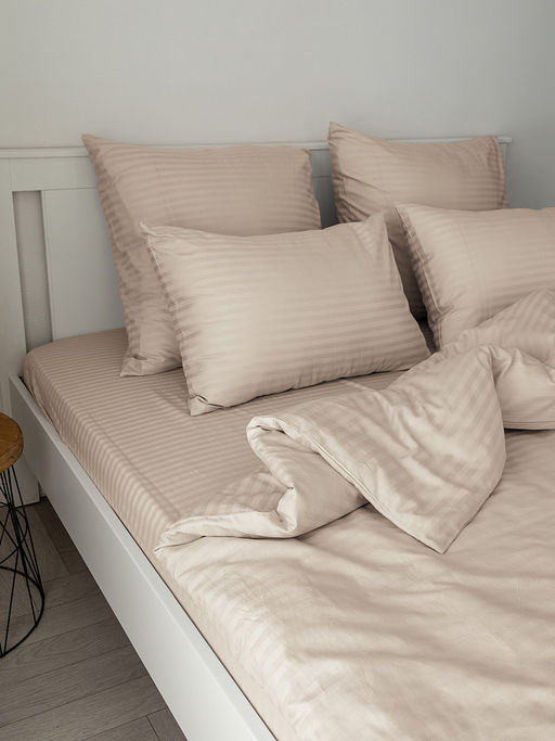 Пододеяльник сатин-страйп 145x210 бежевый сатин - Denastia фото 5