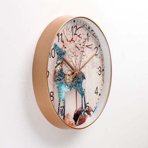 Часы настенные интерьерные «Олень», бесшумные, плавный ход, d=30 см, от батарейки 1хАА