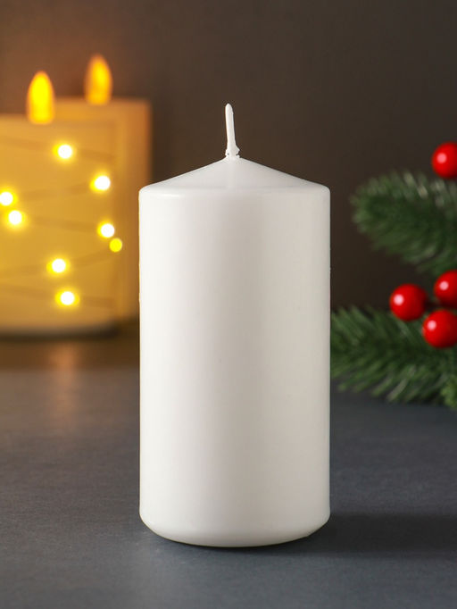 Цена за 2 шт. Свеча новогодняя 50×100 мм, с декором, конь, белая