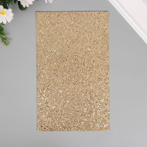 Лист для творчества искусственная кожа «Крупные блёстки», светло-золотой лист 33×20 см, толщина 0.84 мм