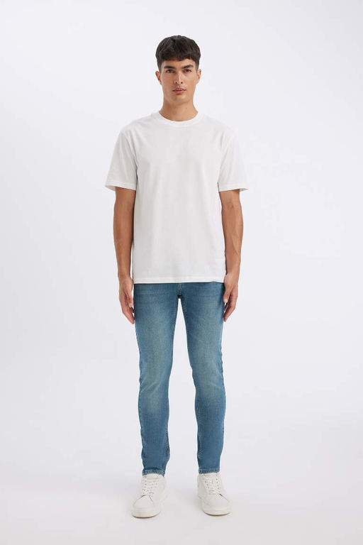 Тонкие и удобные облегающие джинсовые брюки с нормальной талией и узкими штанинами - Defacto фото 2