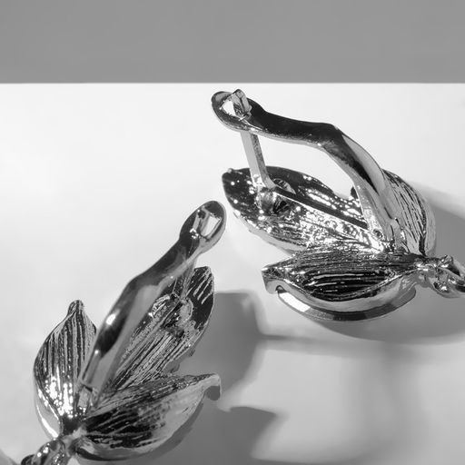 Серьги с жемчугом Грейс листья, цвет белый в серебре - Queen fair фото 2