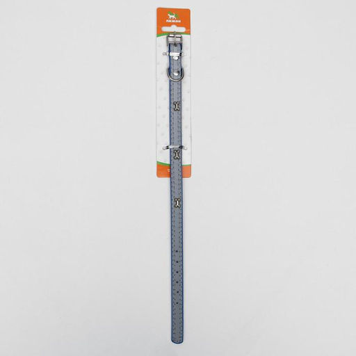 Ошейник с косточками светоотражающий, 37 х 1,3 см, ОШ 26-33, синий - Пижон фото 6