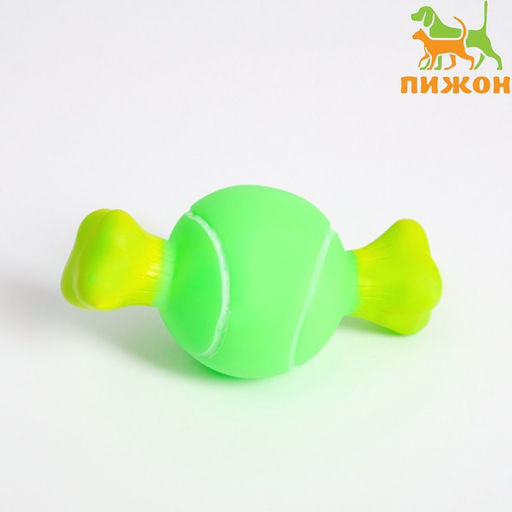 Игрушка пищащая Теннисная кость для собак, 10 x 5 см, зелёная