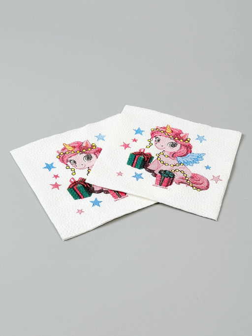 Цена за 2 шт. Салфетки бумажные Лошадка с подарками, однослойные, 24?24 см, 20 шт.