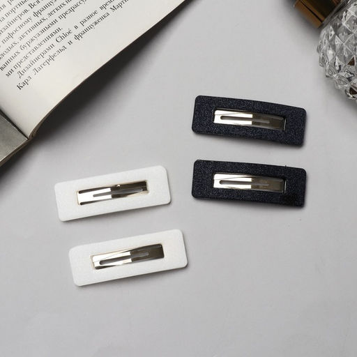 Цена за 6 шт. Невидимки для волос «Флоренс», набор 4 шт., геометрия, 5 см, чёрно-белые