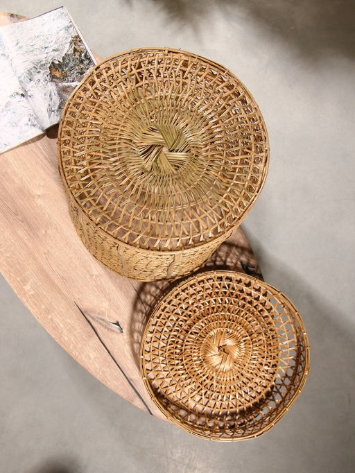 Корзина плетёная «Баскет», 40×40×60 см, бамбук, светлая