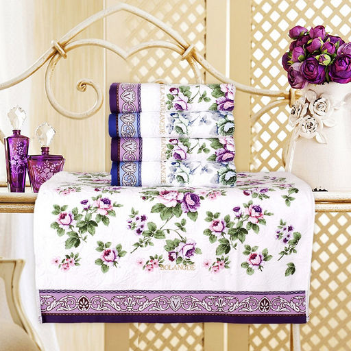 "Япония-2013" Полотенце махровое 70х140см, плотность 300гр/м2, 100% хлопок, "Чайная роза", фиолетовый, Bolangde (Китай)