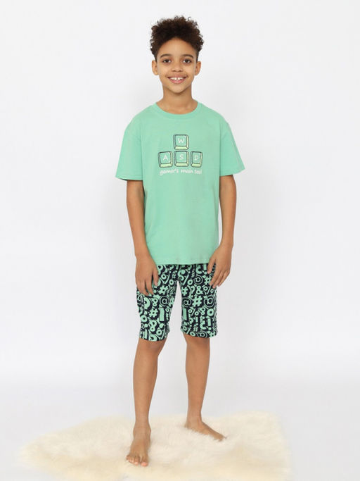 CRB wear/CSJB 50166-37 Пижама для мальчика (футболка, шорты),зеленый/Ex.Cherubino  фото 7