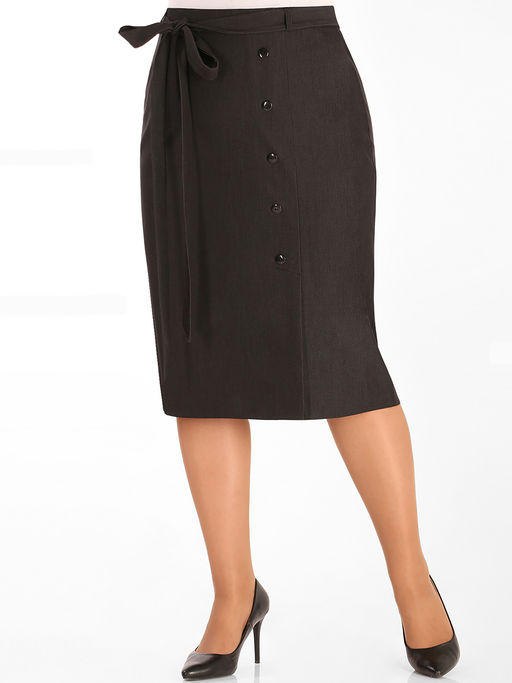 Юбка на пуговицах с поясом - Almond фото 2