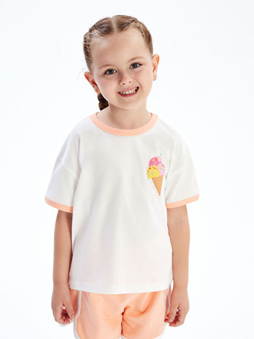 Dondurma Bask?l? K?z ?ocuk Ti??rt ve ?ort 2li