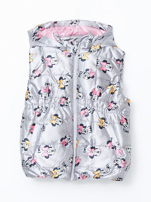 Kap??onlu Minnie Mouse Bask?l? K?z Bebek ?i?me Yelek