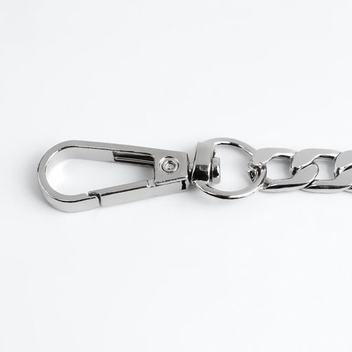 Цена за 2 шт. Цепочка для сумки, с карабинами, железная, 12,5 7,5 мм, 60 см, цвет серебряный - Арт узор фото 2