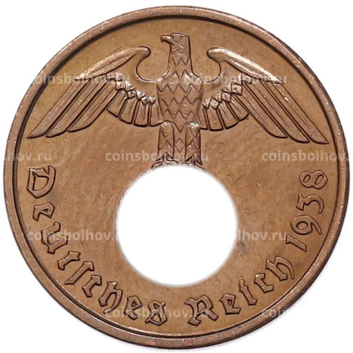 Монета 2 рейхспфеннига 1938 года A Германия