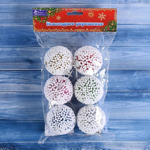 Цена за 2 шт. Ёлочные игрушки Снежок, шары новогодние, набор d=4.5 см, 6 шт., МИКС - Зимнее волшебство фото 2
