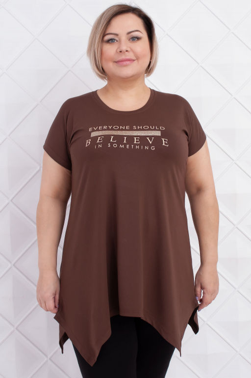 Арт. 3672 Футболка женская 46-56 (6 шт) Цвет:шоколад - Калинка фото 5