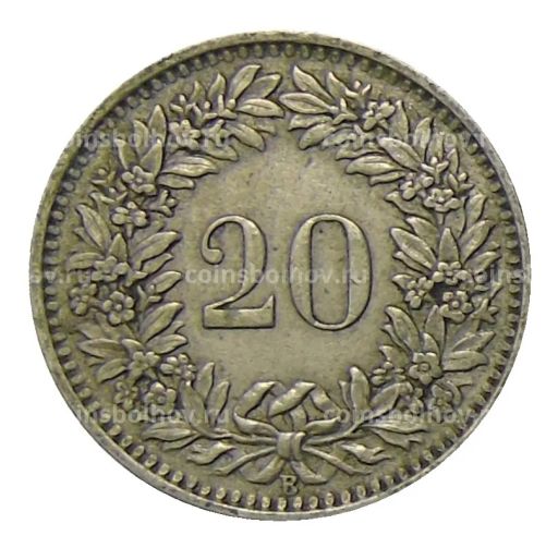 Монета 20 раппенов 1944 года Швейцария