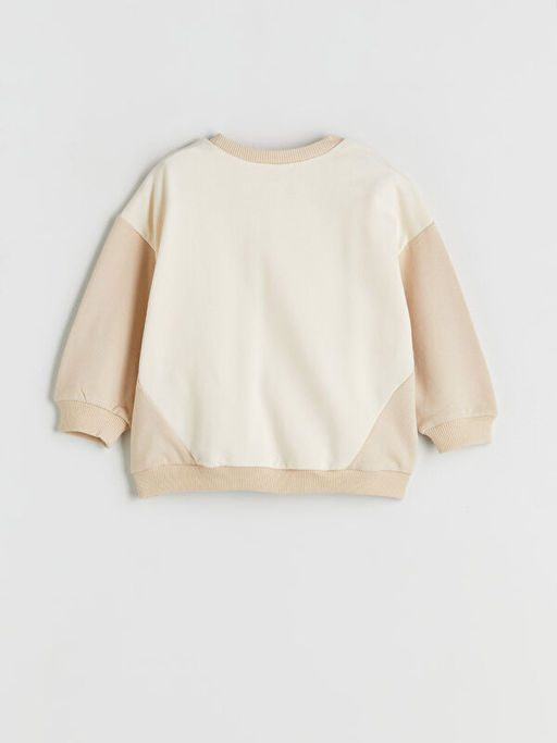 Bisiklet Yaka Bask?l? Erkek Bebek Sweatshirt ve Pantolon 2li