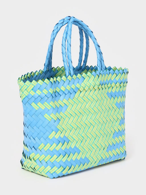 Сумка плетёная, 30×10×33 см, пластик, голубая