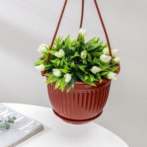 Кашпо для цветов «Венеция», 3 л, с подвесом, коричневое