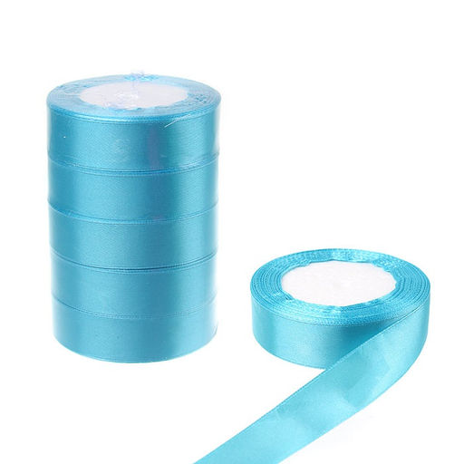 Лента атласная декоративная 5 штук набор 25ярд х 2.5см / 020 /уп 60/голубая - Галеонтрейд фото 3