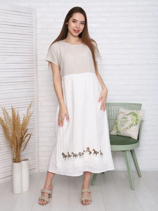 умягченный лен 100% платье