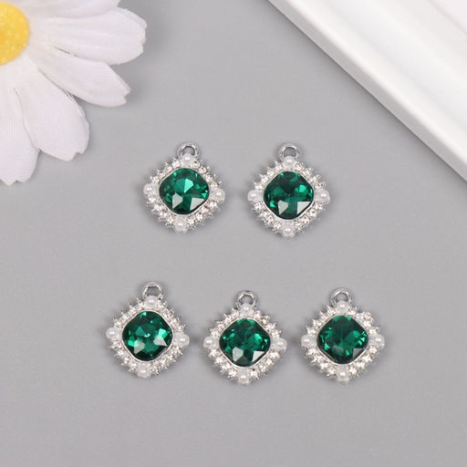 Цена за 5 шт. Декор для творчества металл, стразы «Медальон», серебро, 1.8×1.6×0.5 см