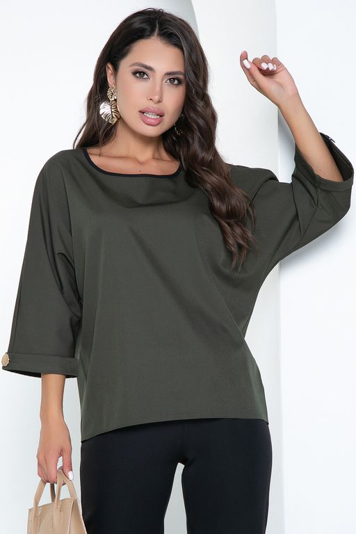 Блуза Тринити с пояском (хаки) Б2574 - Lt collection фото 4