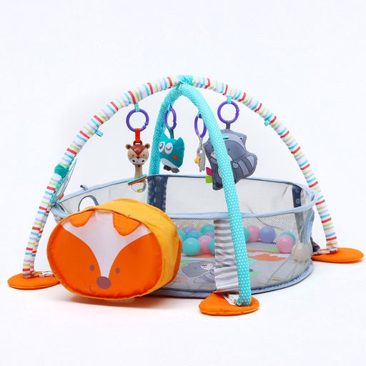 Развивающий коврик - манеж Крошка Я «Лиса», 3 в 1, 68×68 см, 30 цветных шариков, 5 игрушек