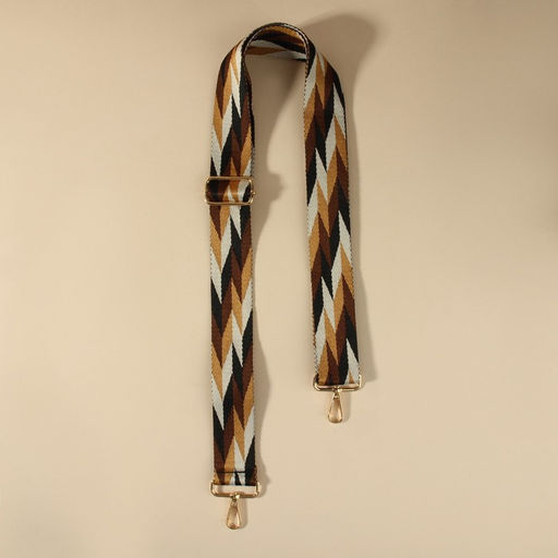 Ручка для сумки «Орнамент косичка», стропа, с карабинами, 139±3×3.8 см, бежевая, белая, чёрная