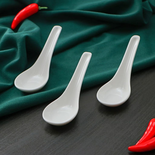 Набор фарфоровых ложек для супа Том Ям Доляна, 3 предмета, цвет белый  фото 3