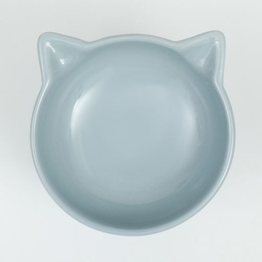 Миска для кошек керамическая Пижон "Киса" на подставке-лапках 200 мл, 13 х 12 х 8 см, серая