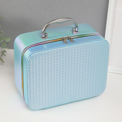 Набор шкатулок для украшений с зеркалом «Плетение», 3 шт., искусственная кожа, голубая