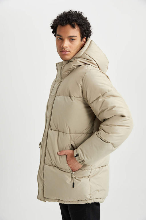 Водоотталкивающая куртка-пуховик стандартного кроя с капюшоном - Defacto фото 7